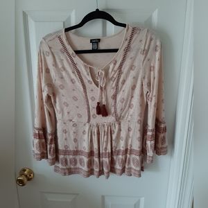 Rue21 Bell Sleeve Pink Babydoll Top size M